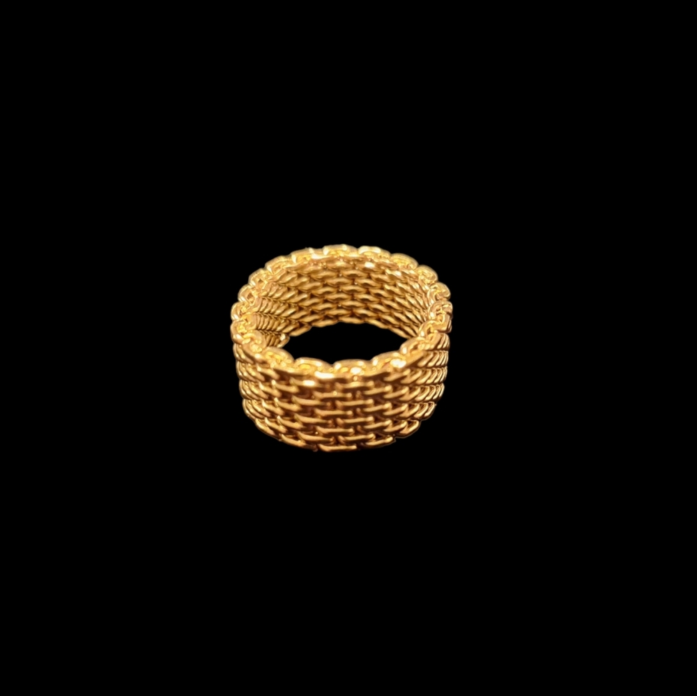Stainless steel gold plated mesh ring